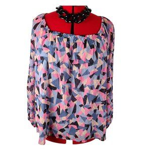 Clip-Dot Square-Neck Blouse NWOT